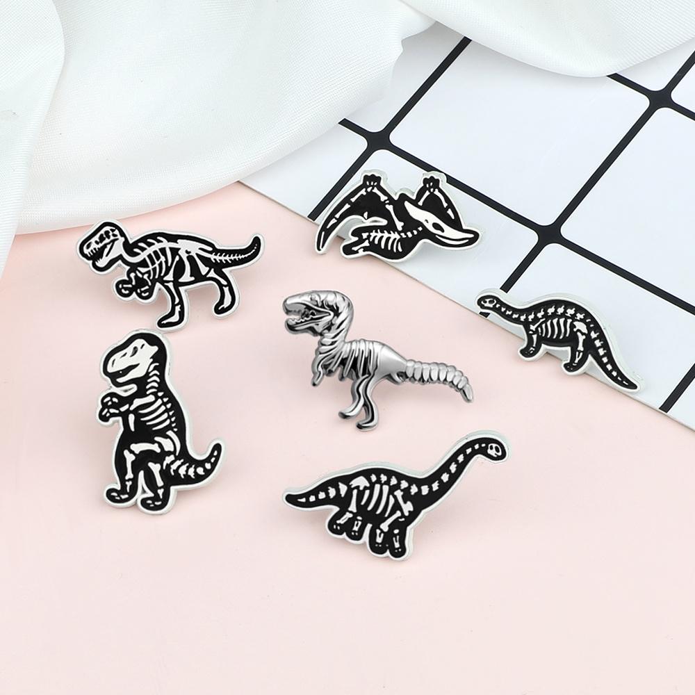 5-7PCS Cartoon Brooch Set Heart Dinosaur Skull Skeleton Potted Cactus Enamel Pins Animal Plant Cup Lapel Badge Jewelry Wholesale