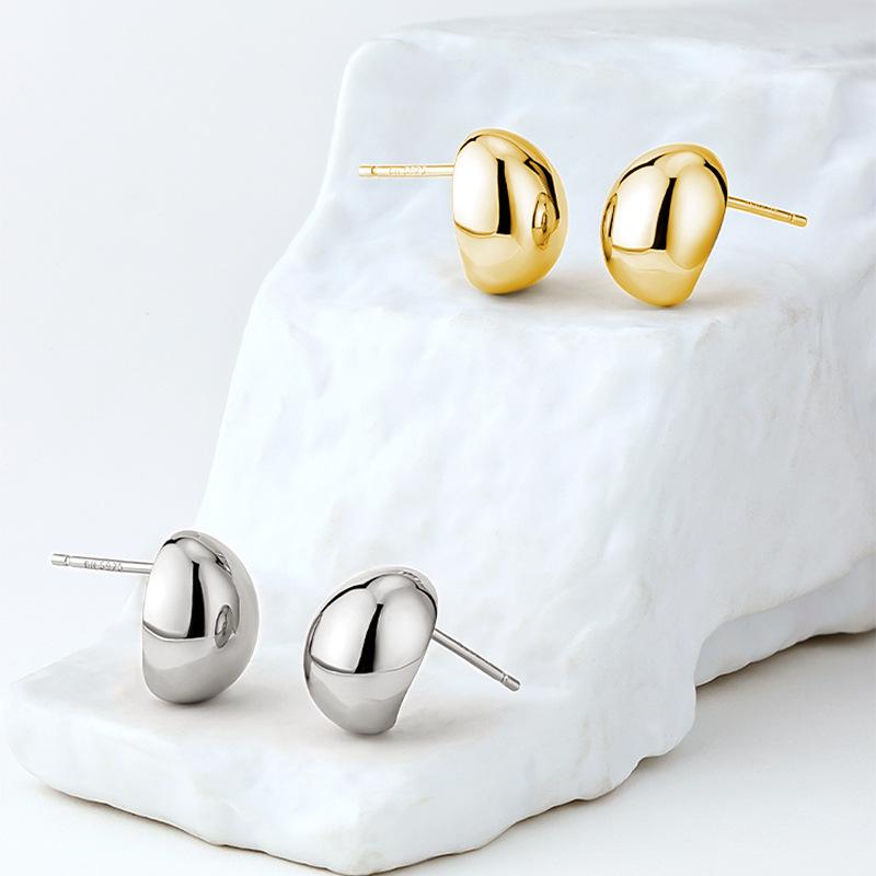 Mori Style Silver Needle Earrings: Unique Design, High-End Silver & Gold Bean Earrings for Women