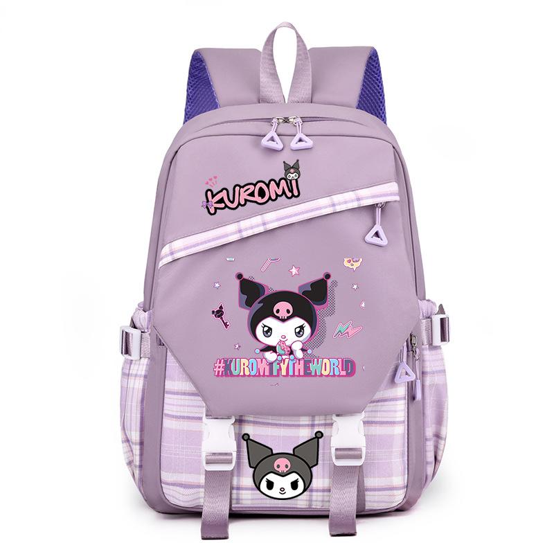 Cool Lomi Kuromi Backpack Student Schoolbag Anime Cartoon Print Junior High School High School Large Capacity Schoolbag