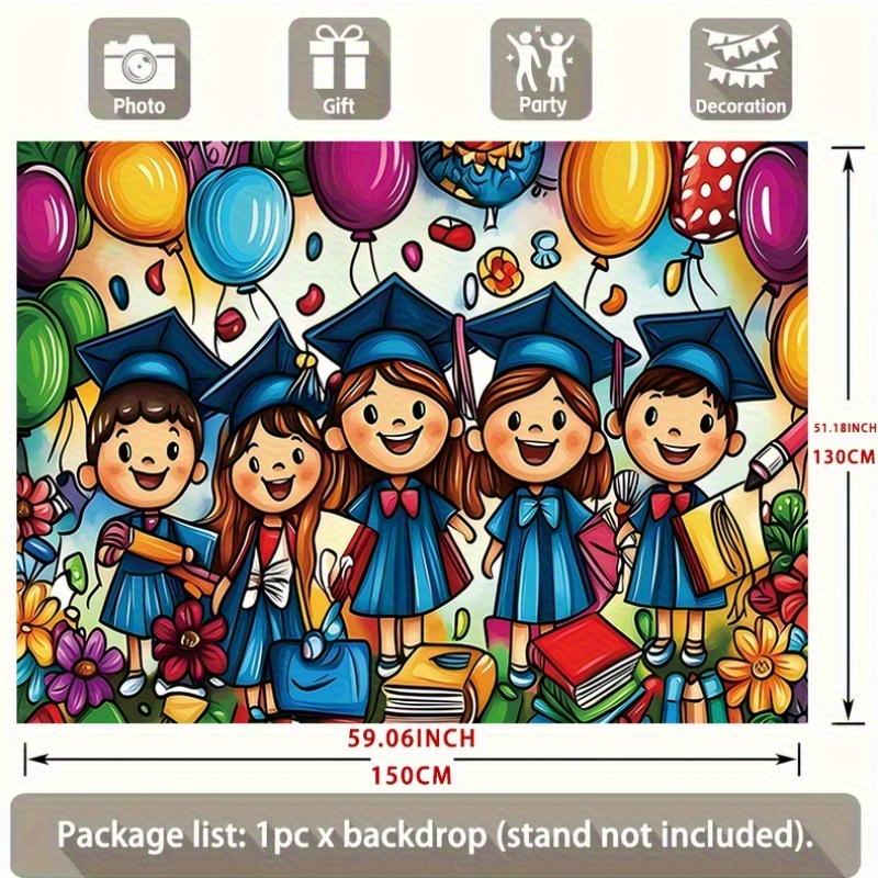 2D Flat Surface Kindergarten Graduation Celebration Banner Suitable for Decoration In Both Homes and Schools Polyester Fiber