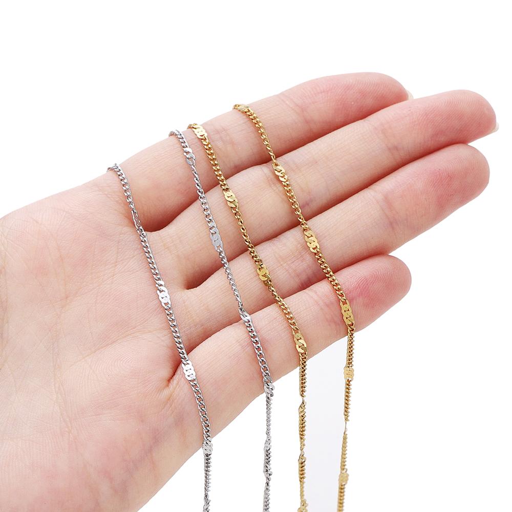 2Meter Stainless Steel Chains Flat Chain for DIY Necklace Bracelet Anklet Jewelry Making Accessories Supplies Wholesale
