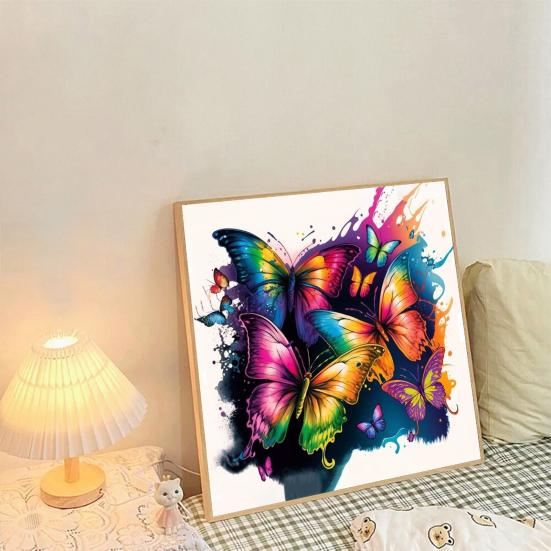 Rhinestone Painting Butterfly 5D Embroidery Full Drill Shiny Rhinestone Colorful DIY Art Crafts Handwork Wall Decoration