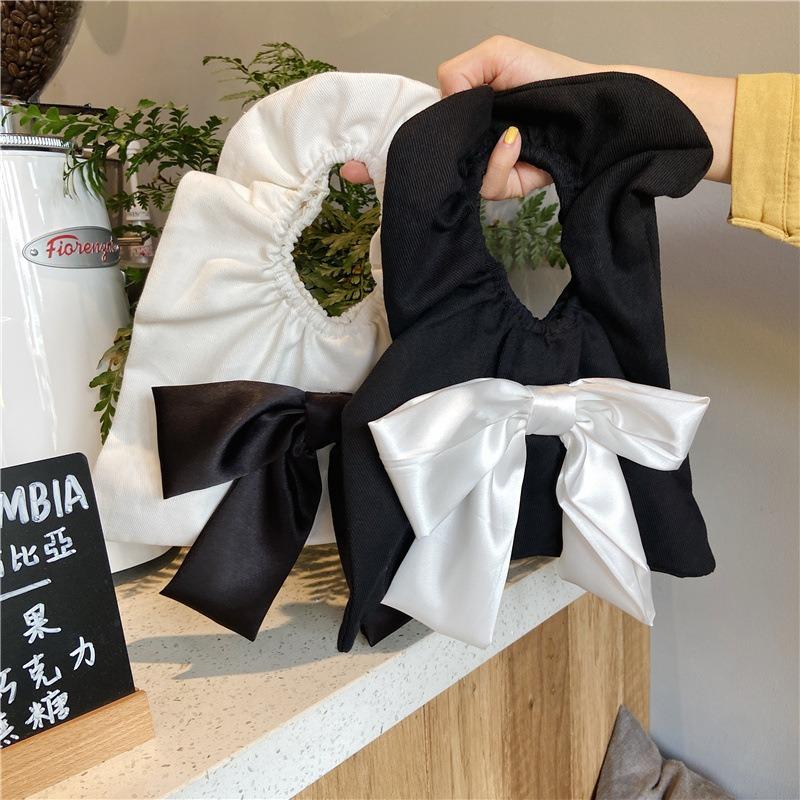 1 Cute bow bag mini wrist cloud bag women's new pleated lace handbag