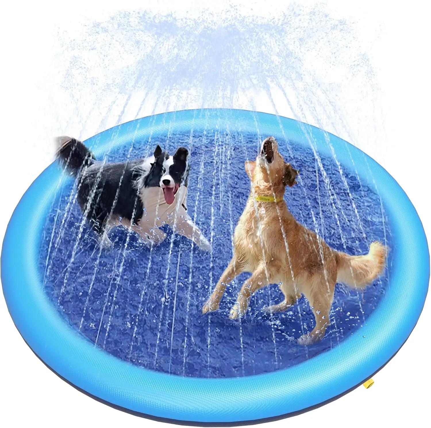 

Dog Cool Toys Splash Pad for Dogs Anti-Slip Pool for Large Dogs Thickened Durable Outdoor Water Play Mat Summer Sprinkler Toy 100cm синий