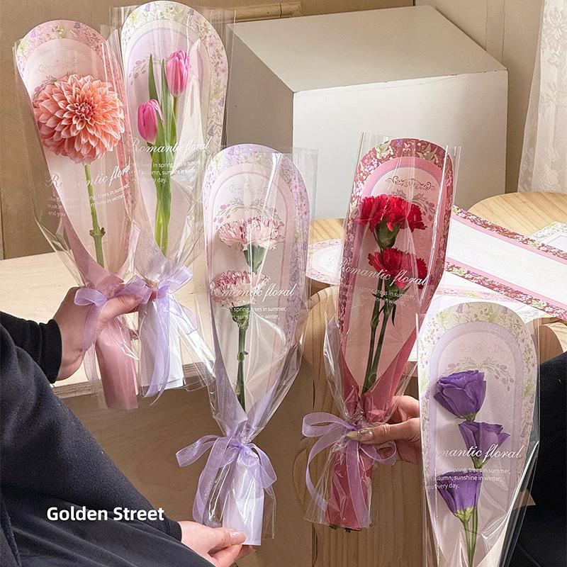 10Pcs Transparent Rose Packaging Bags Flower Bouquet Plastic Bag Bouquet Wrapping Paper Valentine'S Day Wedding Decor