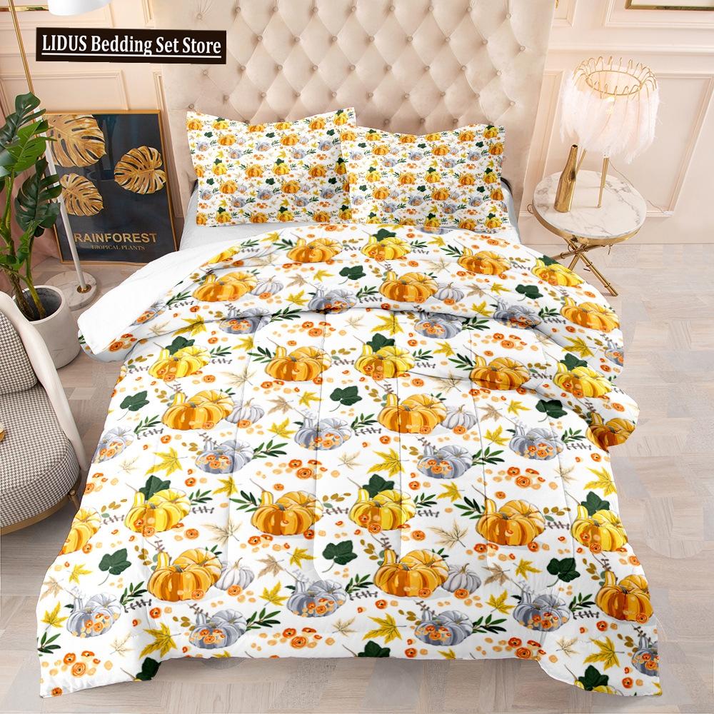 Halloween Duvet Cover Set Pumpkin Lantern Pattern Comforter Cover King Queen Size For Kids Boys Girls Gift Polyester Bedding Set
