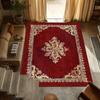 Vintage Red Area Rug Floral Scroll Print Carpet Soft Non-Slip Washable Floormat Luxury Ornate Doormat for Living Room Entryway
