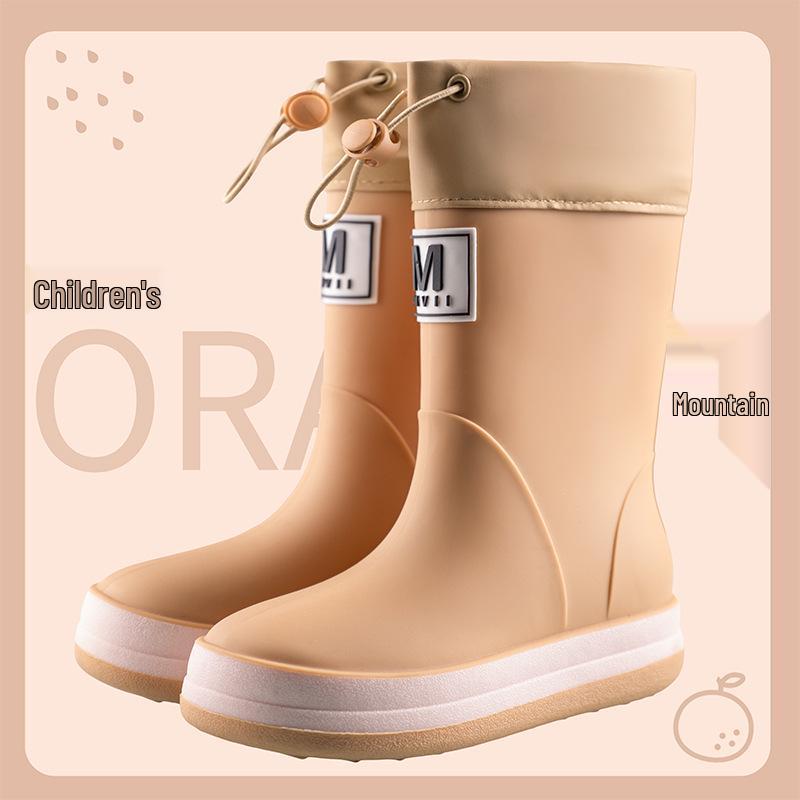 Kids' Korean Style Waterproof Velvet-Lined Non-Slip Rubber Rain Boots for Autumn/Winter: Cold Protection for Boys and Girls of All Ages.