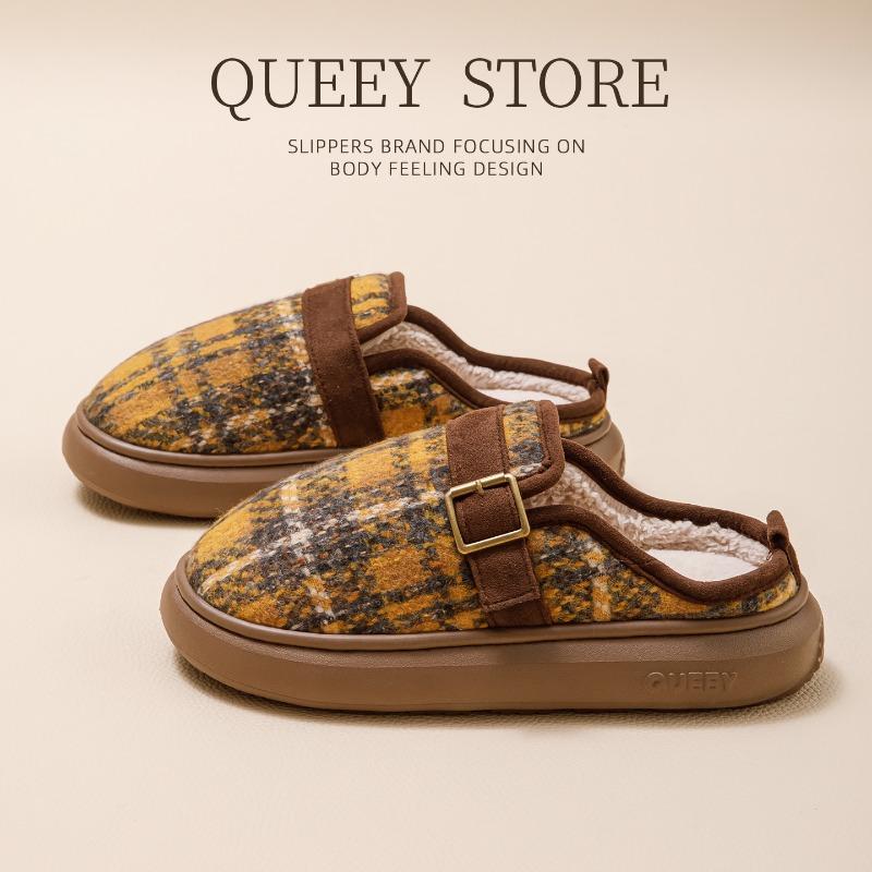 

Cotton slippers striped women s winter home slippers piled thickened cotton mop men s home non-slip, warm and cold-proof external wear 36-37