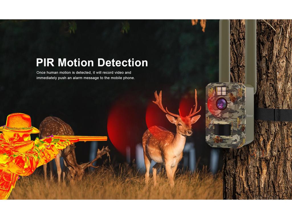 4G Solar-Powered HD Night Vision Hunting Camera with Wide-Angle CMOS Sensor and Cloud Storage