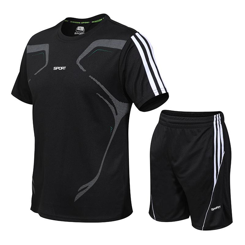 Men's Summer Fitness Quick-Dry Sports Set: Short Sleeve T-Shirt & Loose Running Shorts