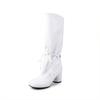 7.5CM fashionable wide tube strap high heel boots knight boots Korean version versatile round head thick heel but knee high boots