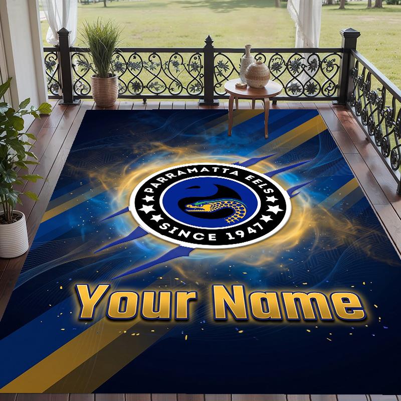 Custom Text Printed Rug Parramatta Eels Non Slip Floor Carpet For Home Room Decor