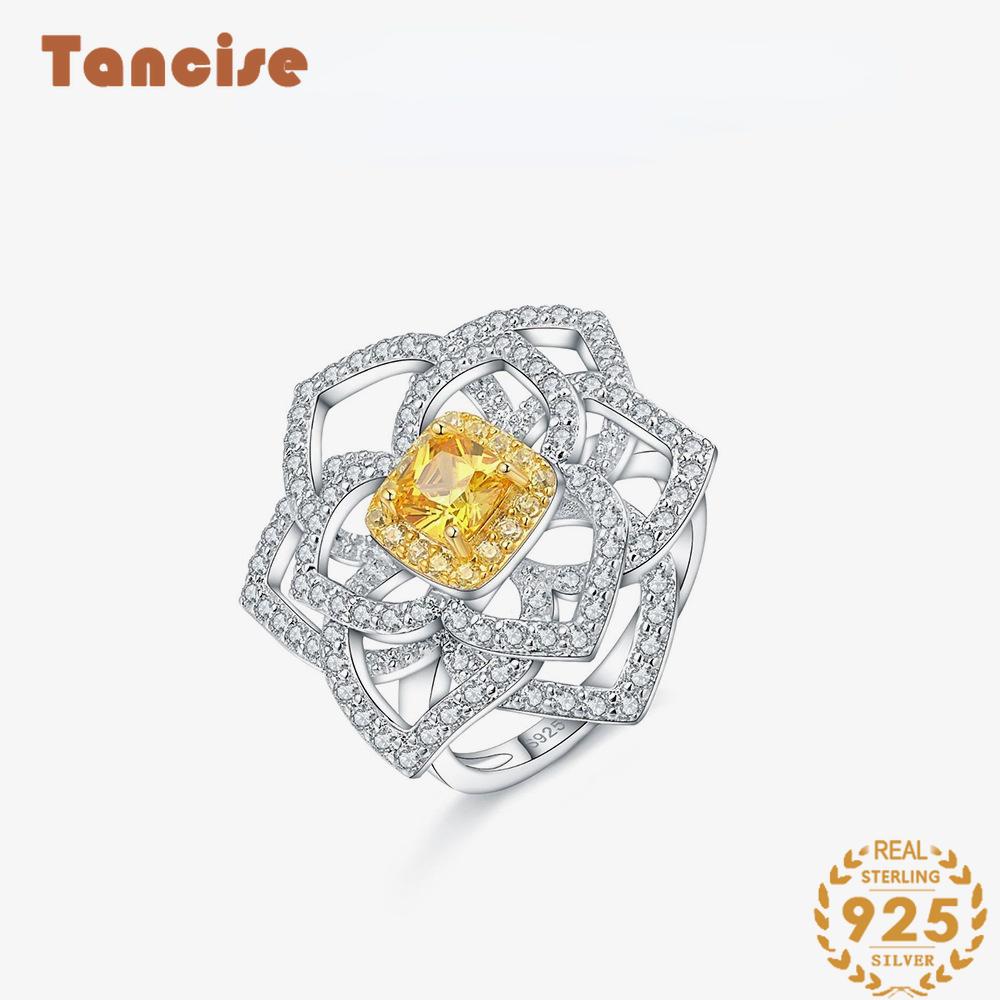 

Ювелирное кольцо Tancision, женское корейское простое трендовое кольцо в форме цветка из стерлингового серебра. 6 белый