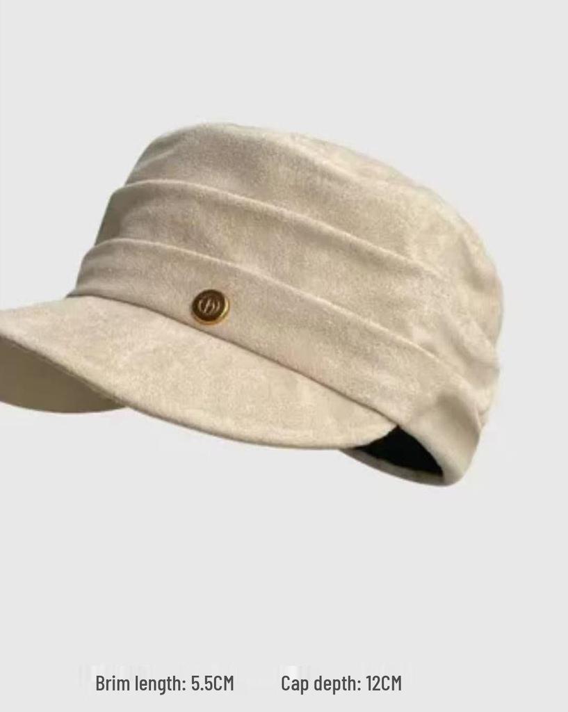 British Suede Equestrian Beret: Retro Flat Top Painter Hat for Autumn & Winter