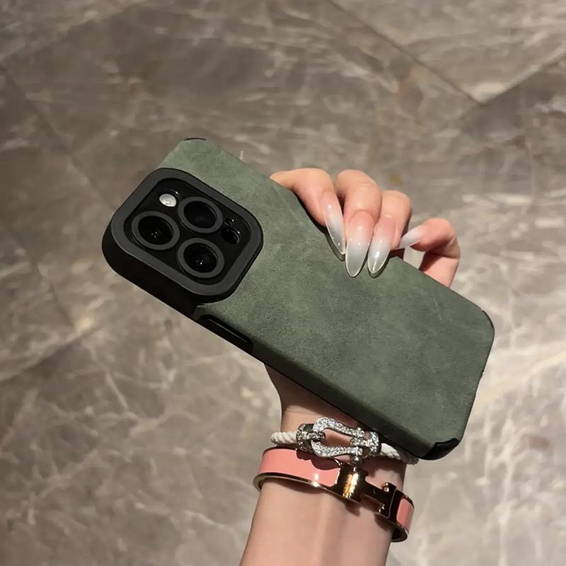 Luxury Matte Soft Leather Phone Case For iPhone 16 15 14 Plus 13 12 11 Pro Max 17Air  Lens Protection Shockproof Silicone Cover