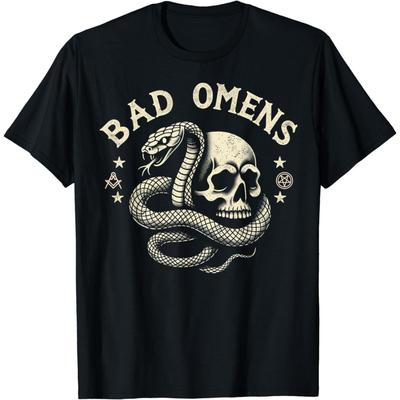 Hopfen Bad Omens Shirt Vintage Snake and Skull Bad Omens The Omen T-Shirt