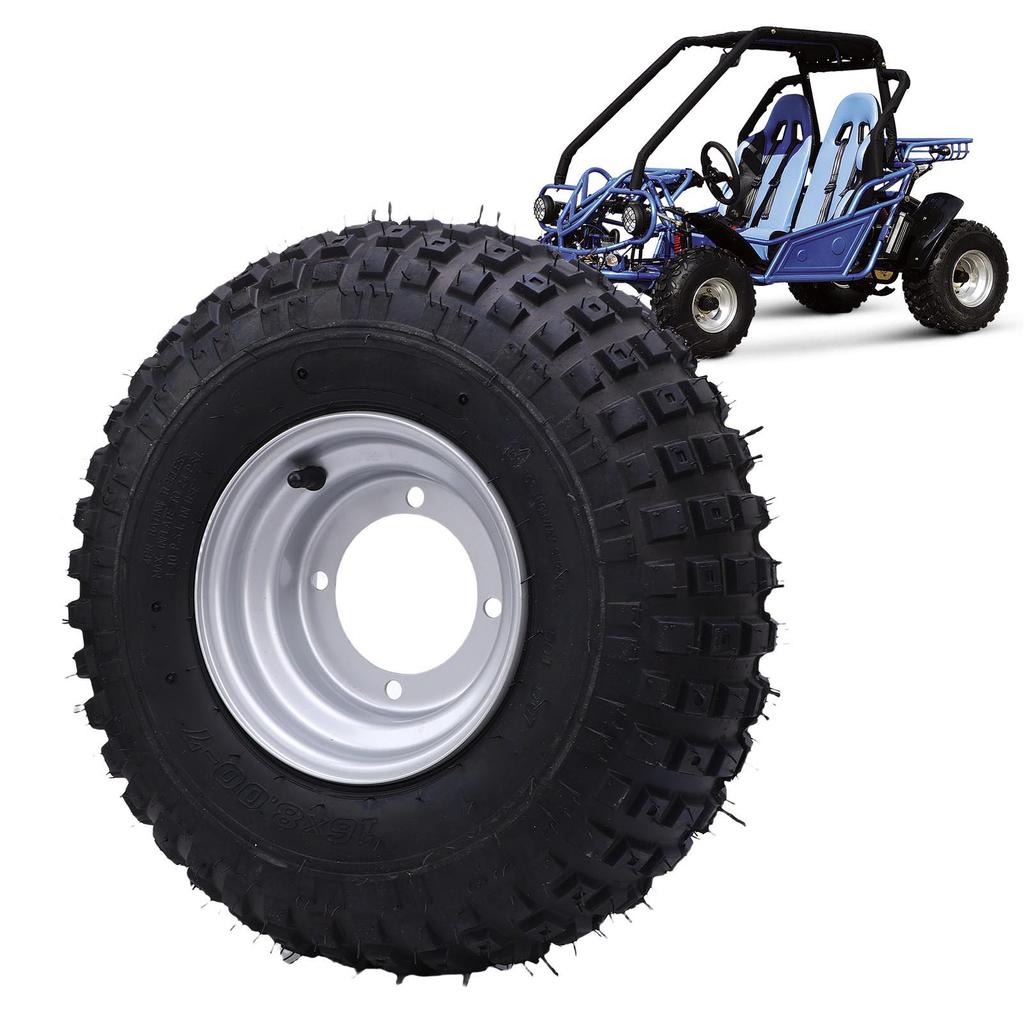 16x8-7 Tubeless Tire with Rim Puncture Proof 7 Inches Vacuum Tubeless Tyre for ATV UTV Quad Off Road Go Kart Golf Cart