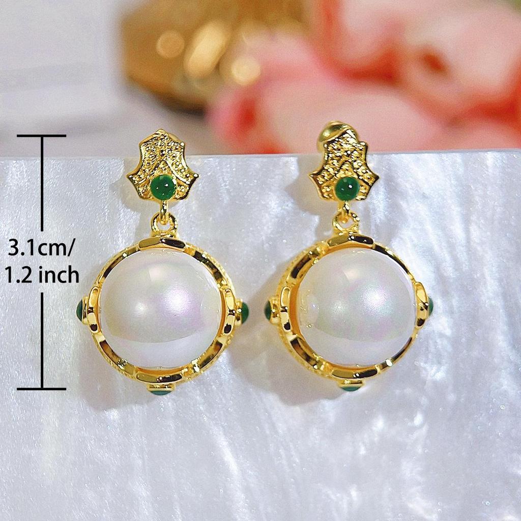 CMM High-quality Elegant Golden Artificial Pearl Pendant Earrings Ladies' Clothing Jewelry Matching Women's Party Jewellery