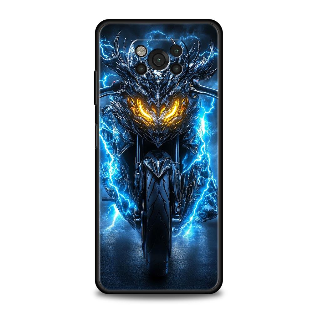 Motorcycle Phone Case for Xiaomi Poco F7 F6 F5 F4 F3 X6 X5 X4 X3 NFC F7 Ultra M4 C51 C55 GT 5G Soft TPU Cover Fundas Capas Coque