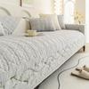 Cotton Washed Embroidered Sofa Cushion Anti-slip Universal for All Seasons Seater Cover Pure Color Skin-friendly Couch Slipcover