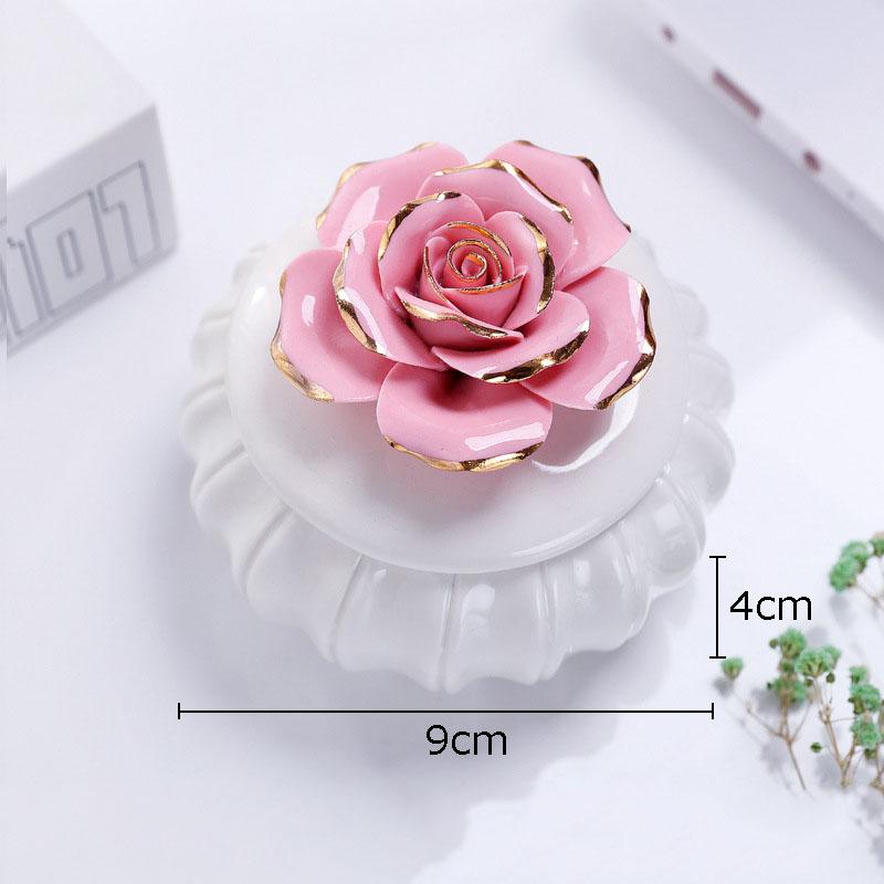 Gilded Flower Decorative Storage Tank Tea Canister Rose Flowers Ceramic Storage Jar and Lids Candy Pots Porcelain Candy Pots