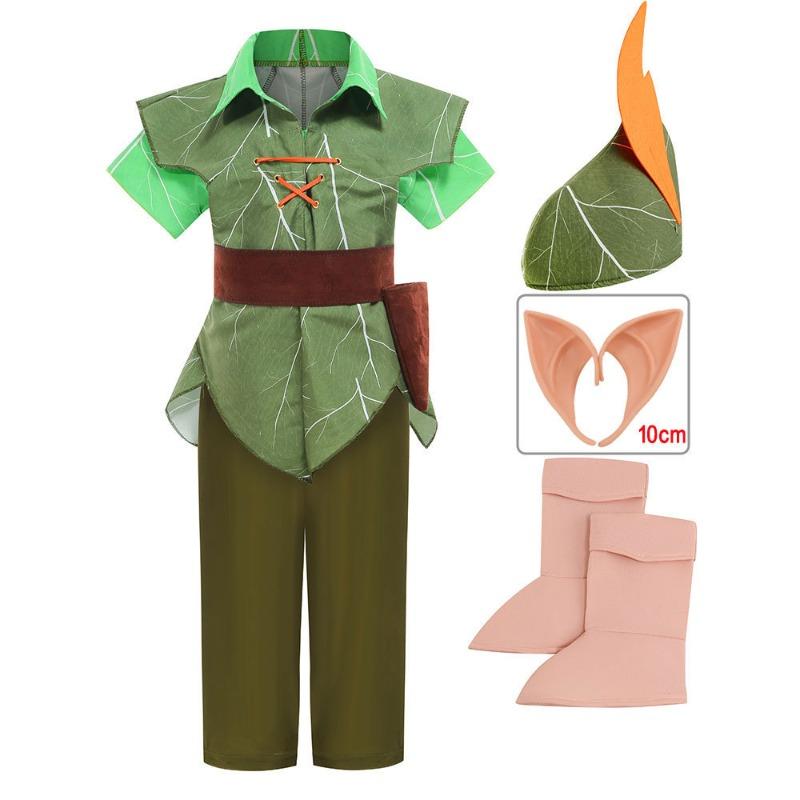 Green Elf Peter Pan Costume, Christmas Children's Party Boy Costume