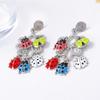 Personality Trend Creative Design Sense Alloy Dripping Multi-ladybug Fringed Pendant Earrings Versatile Casual Women