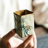 Handbemalte Antikstil Glasurwechsel Bambus Quadratische Teetasse Chinesische Zeremonie Gongfu Teegeschirr Einzigartige Gastgebertasse