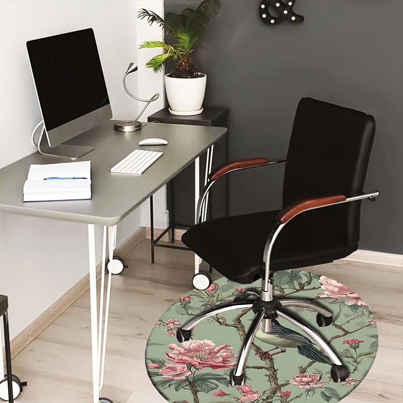 

1PC bird flower Non-Slip Floor Round carpet, Office, family, bedroom, Large Area Rug Indoor Rugs, Durable Polyester-Z0429 80cm by 80cm