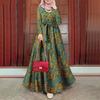 Retro Floral Cross-border Muslim Sundress with Waistband