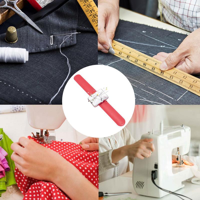 Magnetic Sewing PinCushion Silicone Wrist Needle Pad Safe Bracelet Pin Cushion Storage Sewing Pins Wristband Pin Holder 3 Colors