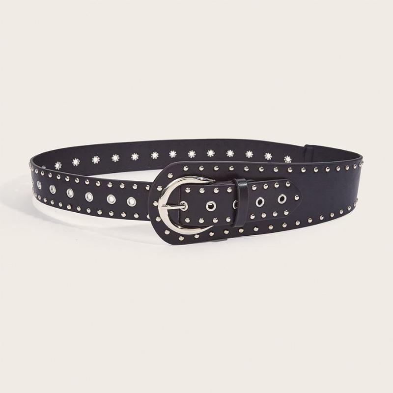 

Black Brown Retro Vintage Rivet Belt Studded Design Y2K Women S Waist Belt Chic Punk Pu Leather Dress Jeans Waistband Female чорний