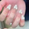 Stickers Art Nail With Detachable Milk White Butterfly Bow Design