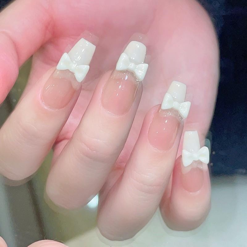 

Nail Art Stickers With Detachable Milk White Butterfly Design Bow XS