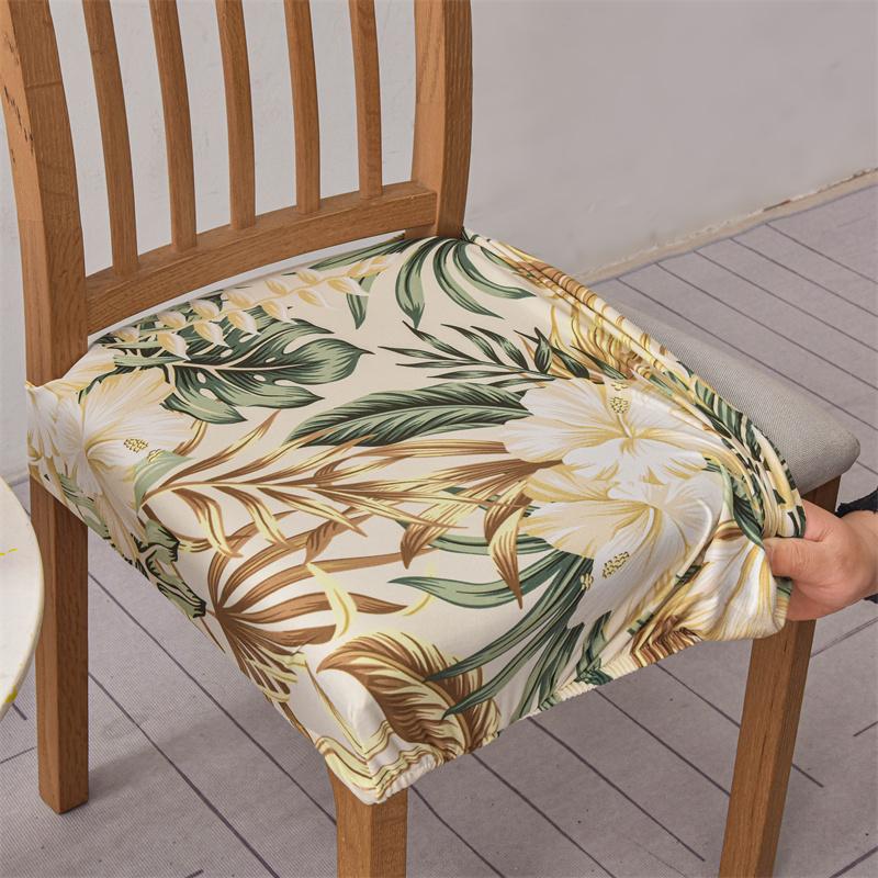 Flowers Printed Dining Chair Seat Cover Stretch Spandex Chair Covers Elastic Chair Slipcovers for Home Banquet Office Hotel