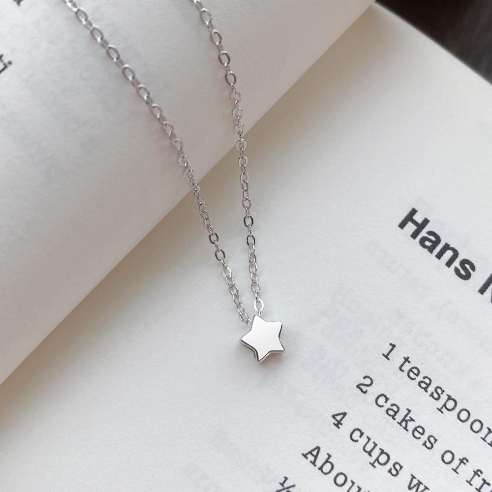 S999 Sterling Silver Five-Pointed Star Clavicle Necklace for Women - Simple Luxury Design