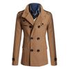 Stilvoller Herren Winter Stehkragen Langarm Zweireihiger Woll-Trenchcoat