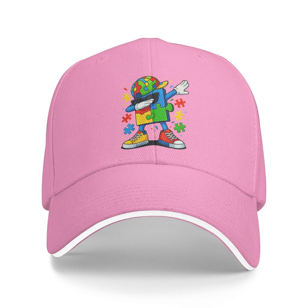 Dabbing Puzzle Autism Awareness Sun Baseball Cap Summer Y2k Cool Trucker Hat For Women Men Outdoor Gym Snapback Cap