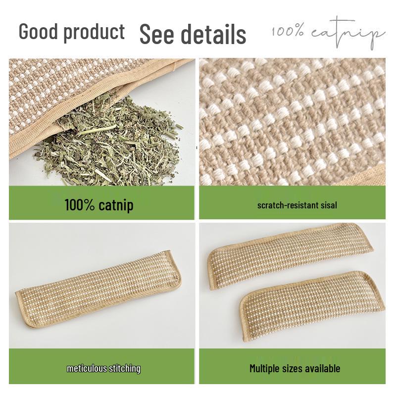 Teething-Resistant Catnip Pillow Toy - Sisal Scratch Pad & Boredom Relief