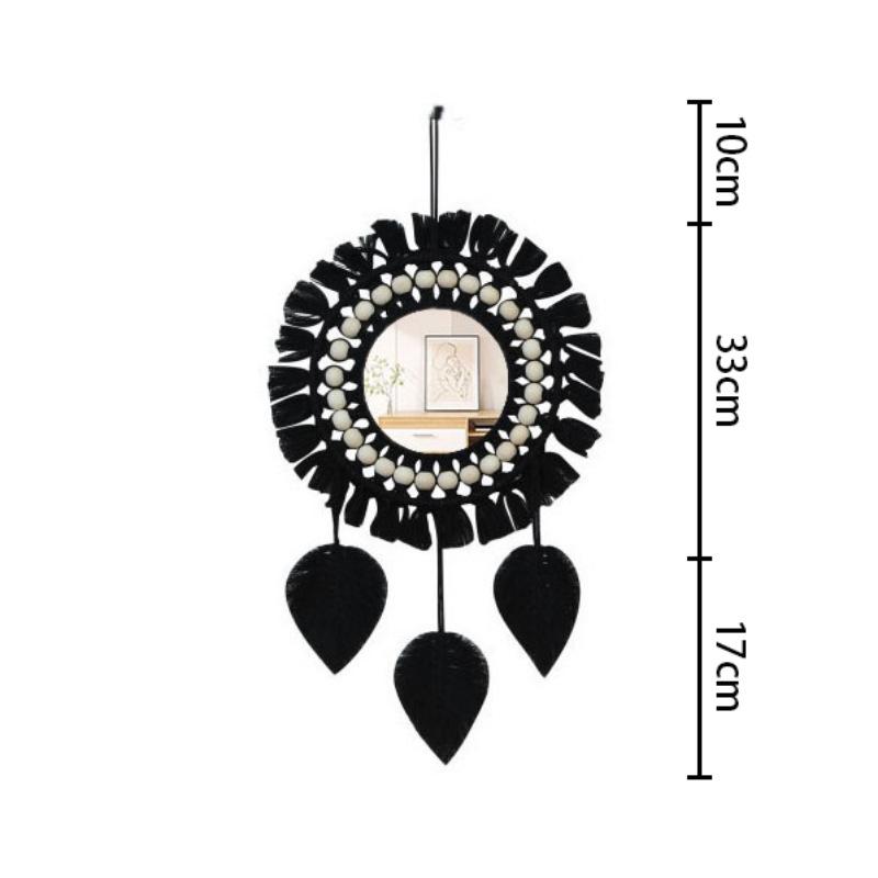 Mirror Decoration Tapestry Bohemian Style Woven Handmade Cotton Thread Wood Bead Tapestry Mirror Bedroom Makeup Mirror