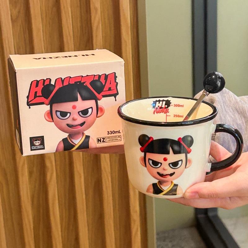

Nezha Devil s Child Ceramic Mug High-value couple drinking cup Send girls birthday gift gift gift box 401-500ml