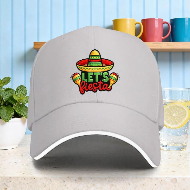 Lets Fiesta Sombrero Maracas Baseball Cap Adult Cotton Casual Fiesta Party Hat for Unisex