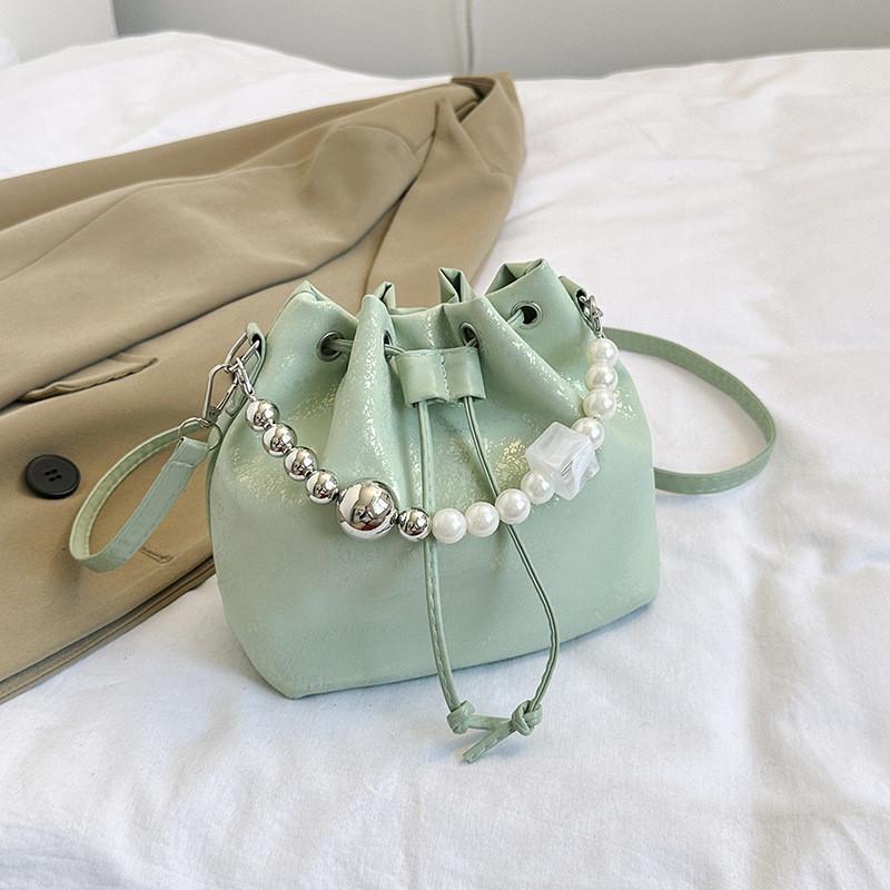 Fashionable 2024 Street Style Pu Chain Bucket Bag For Women With Quilted Stitching