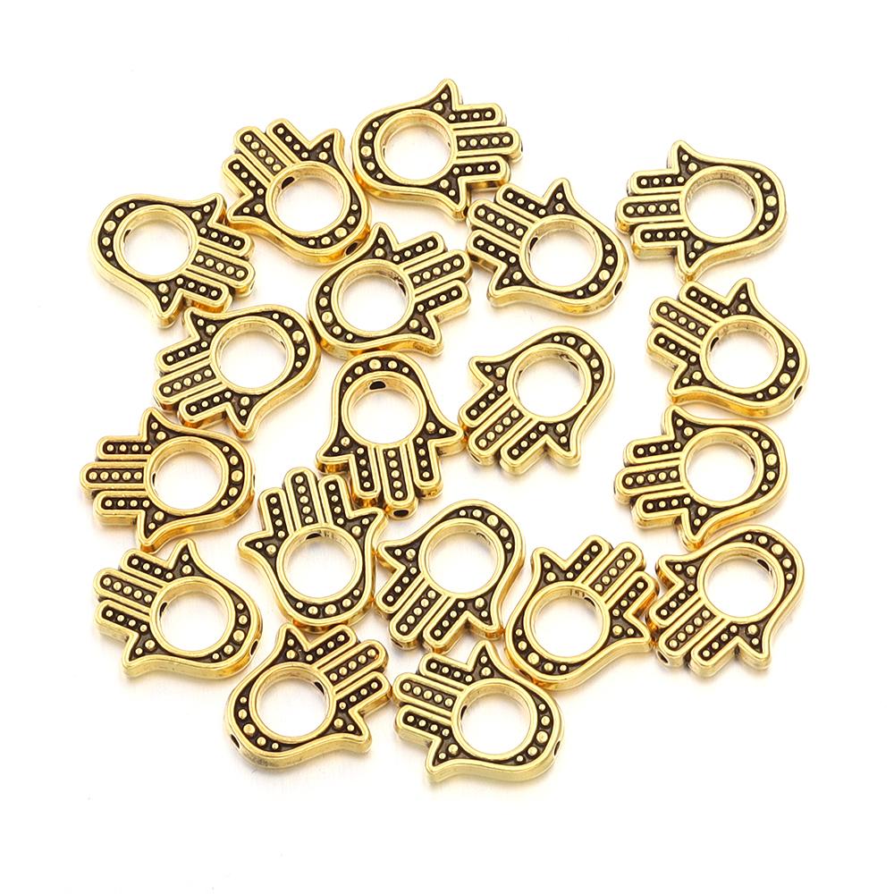20pcs 3 Colors Hamsa Hand Beads 14.5x13mm Small Fatima Alloy Plam Spacer Beads For DIY Jewelry Making Handmade Necklace Findings