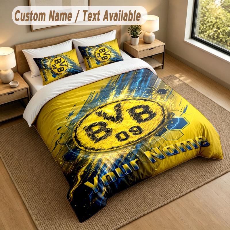 Bedding Set 1 Duvet Cover 2 Pillowcases Borussia Dortmund Print Soft Bed Linen Bedroom Decor