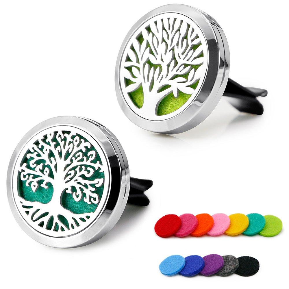 Car Air Freshener, 2PCS 30mm Stainless Steel with Vent Clip 12 Felt Pads