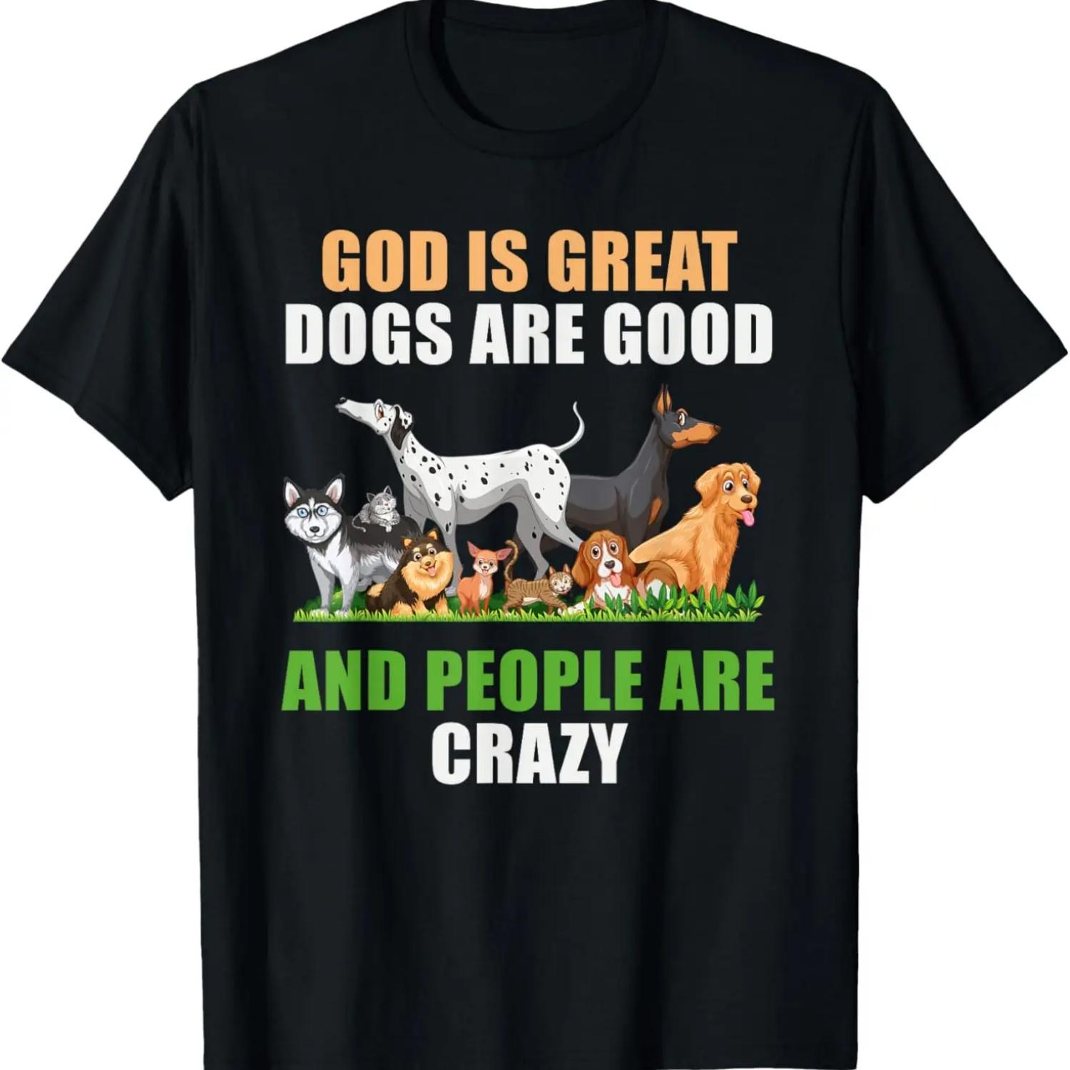 Бог велик Собаки хороши Люди сумасшедшие Футболка S чёрный