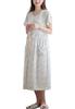 Maternity Nursing Front Jersey Floral Short Sleeved and Hospital Size Ivory [ANGELIEBE] Pajamas, Wear, Opening, Knit, Print, Nightgown, Pre-