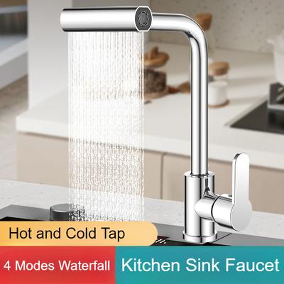 Cold and Faucet Household Kitchen Sink Faucet Waterfall Single Hole Tap Universal 360° Rotation Faucet